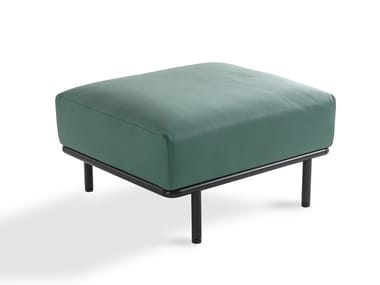 CAP FERRAT - Upholstered leather footstool (Request Info).