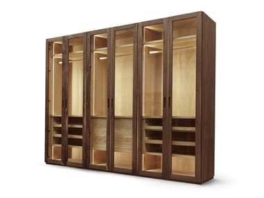 FOUR SEASONS GLASS - Sectional wood and glass wardrobe with drawers (Request Info).