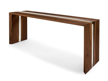 FRAME RESIN - Console in solid walnut with resin strip (Request Info).
