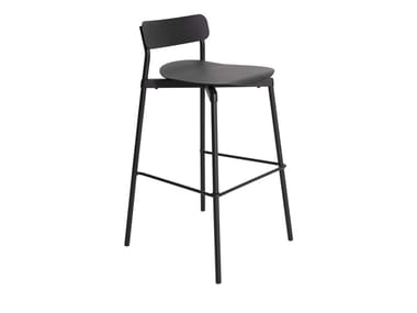 FROMME - High stackable powder coated aluminium stool with footrest (Request Info).