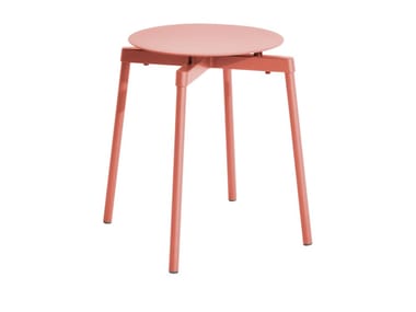 FROMME - Low stackable powder coated aluminium stool (Request Info).