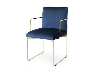 GALA - Sled base velvet chair with armrests (Request Info).