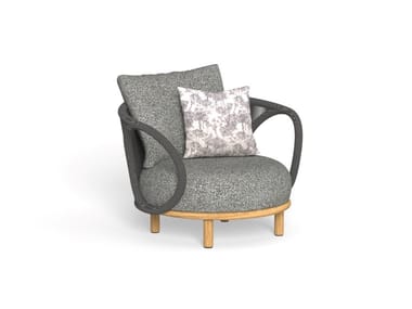 KAREN - Fabric garden armchair with removable cover with armrests (Request Info).