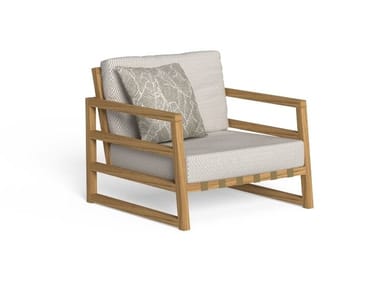 ALABAMA/WOOD - Sled base fabric garden armchair with iroko structure (Request Info).
