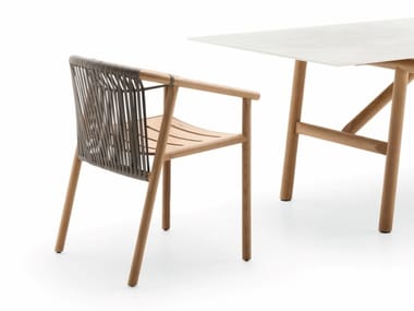 ISAMU - Wooden garden chair with armrests (Request Info).