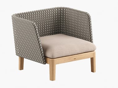 CALYPSO LOUNGE - Garden synthetic fabric and teak easy chair (Request Info).