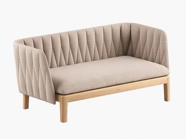 CALYPSO LOUNGE - 2 seater fabric and teak garden sofa (Request Info).