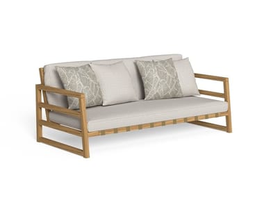 ALABAMA/WOOD - 2 seater fabric garden sofa with iroko structure (Request Info).