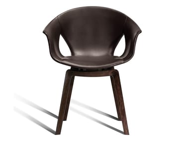 GINGER - Leather chair with armrests (Request Info).