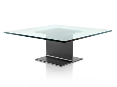 I BEAM - Square glass and aluminium coffee table by Herman Miller