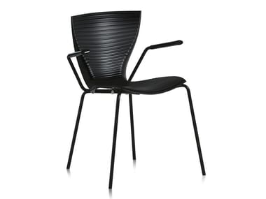 GLORIA - Stackable polypropylene chair with armrests (Request Info).