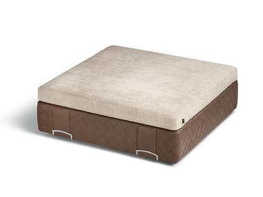 GRANT - Square fabric and leather pouf (Request Info).