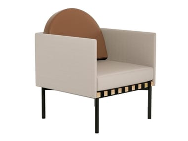 GRID - Fabric and leather armchair with armrests (Request Info).
