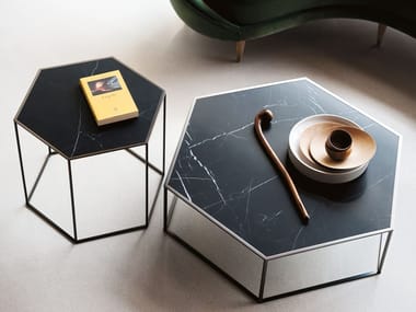 HEXAGON - Hexagonal Nero Marquina marble coffee table (Request Info).