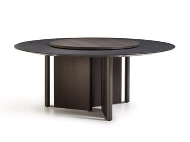 IN BETWEEN - Round reconstructed marble table with Lazy Susan (Request Info).