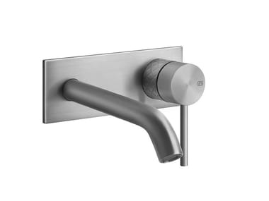 INTRECCIO - Wall-mounted stainless steel washbasin mixer with plate by Gessi