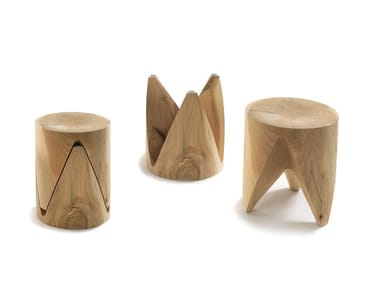 J+I ZIG+ZAG - Low stackable solid cedar wood stool (Request Info).