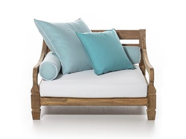 JEKO 01 - Upholstered teak garden armchair with armrests (Request Info).