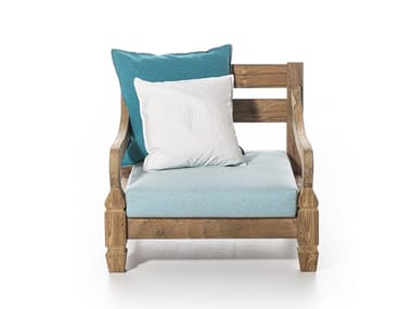 JEKO 05 - Garden upholstered teak easy chair with armrests (Request Info).