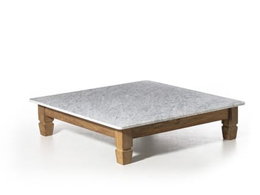 JEKO 11 - Low square Carrara marble garden side table (Request Info).