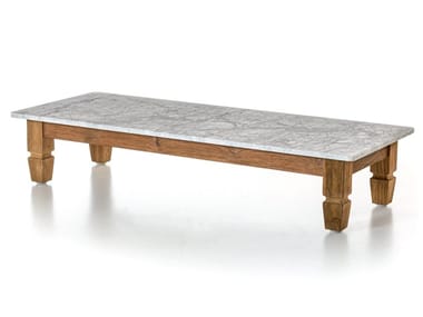 JEKO 14 - Reclaimed wood and marbre garden side table.