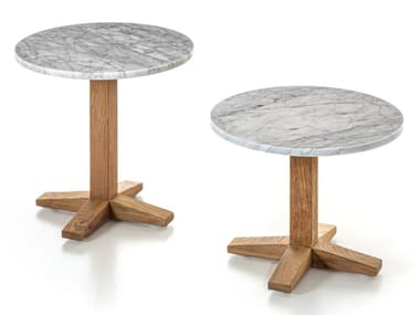 JEKO 40/41 - Reclaimed wood and marbre garden side table.