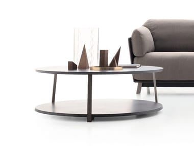 KAILUA - Low wooden coffee table with integrated magazine rack (Request Info).