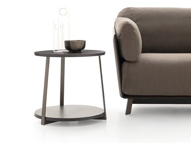 KAILUA - Wooden high side table with integrated magazine rack (Request Info).