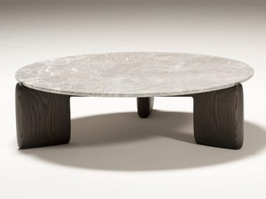 KANJI - Round ash and Fior di Pesco Carnico marble coffee table (Request Info).