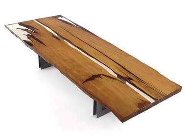 KAURI BEAM - Rectangular table with Kauri solid wood and iron base (Request Info).