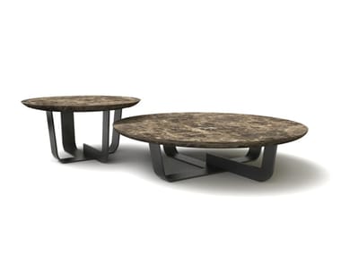 KOHI MARBLE - Low round coffee table with marble top and iron base (Request Info).