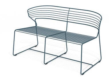 KOKI WIRE - 2 seater sled base steel garden sofa (Request Info).