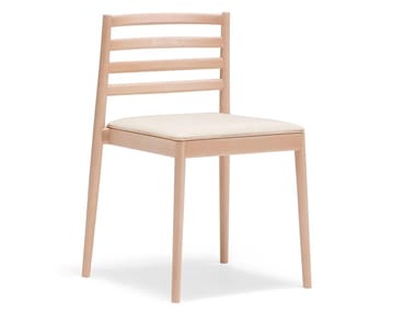 LAKE SI0654 - Stackable wooden chair with integrated cushion (Request Info).