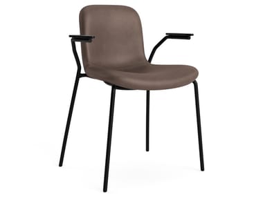 LANGUE STACK SOFT - Stackable leather chair with armrests (Request Info).