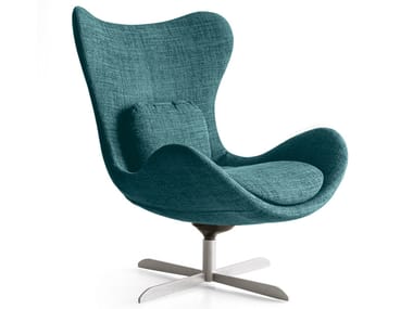 LAZY - High-back fabric armchair with 4-spoke base (Request Info).