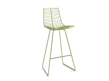 LEAF - High sled base steel stool with footrest (Request Info).