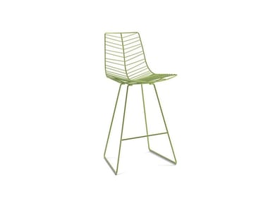LEAF - Sled base steel stool with back with footrest (Request Info).