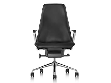 TAPER - Swivel high-back leather executive chair by Herman Miller