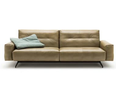 ROLF BENZ 50 - Sled base tufted leather sofa (Request Info).
