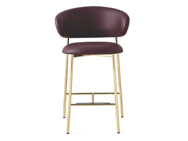 OLEANDRO - High leather stool with footrest (Request Info).
