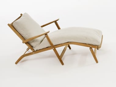 LEVANTE 008 - Folding teak chaise longue with armrests (Request Info).