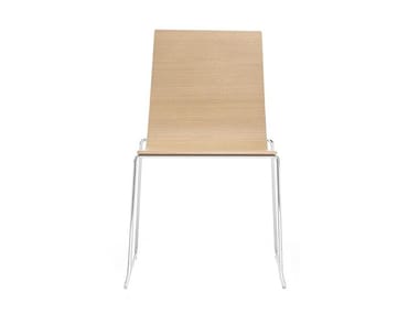 LINEAL SI0582 - Sled base stackable oak chair (Request Info).