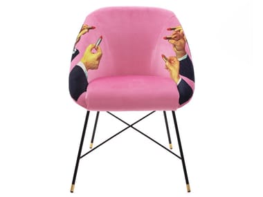 LIPSTICKS PINK - Upholstered fabric chair with armrests (Request Info).