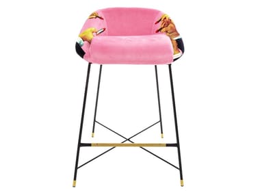 PINK LIPSTICKS - High fabric stool with back (Request Info).