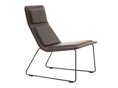 LOW PAD - Sled base leather armchair (Request Info).