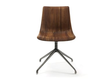 MATERIA - Swivel trestle-based solid wood chair (Request Info).