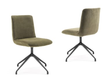 SOFT - Swivel upholstered trestle-based leather chair (Request Info).