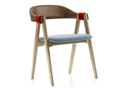 MATHILDA - Stackable wooden chair with armrests (Request Info).