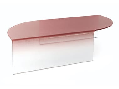 MERIAN - Low screen printed glass coffee table for living room (Request Info).
