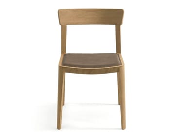 MIA LEATHER - Solid wood chair with leather integrated cushion (Request Info).